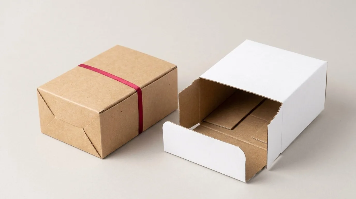 Custom Auto Bottom Counter Display Boxes, closed and open view in natural kraft and white, bulk and wholesale with no minimum order