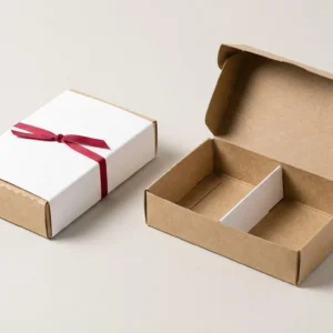 Custom Bandage Boxes, closed and open view in natural kraft and white, bulk and wholesale with no minimum order