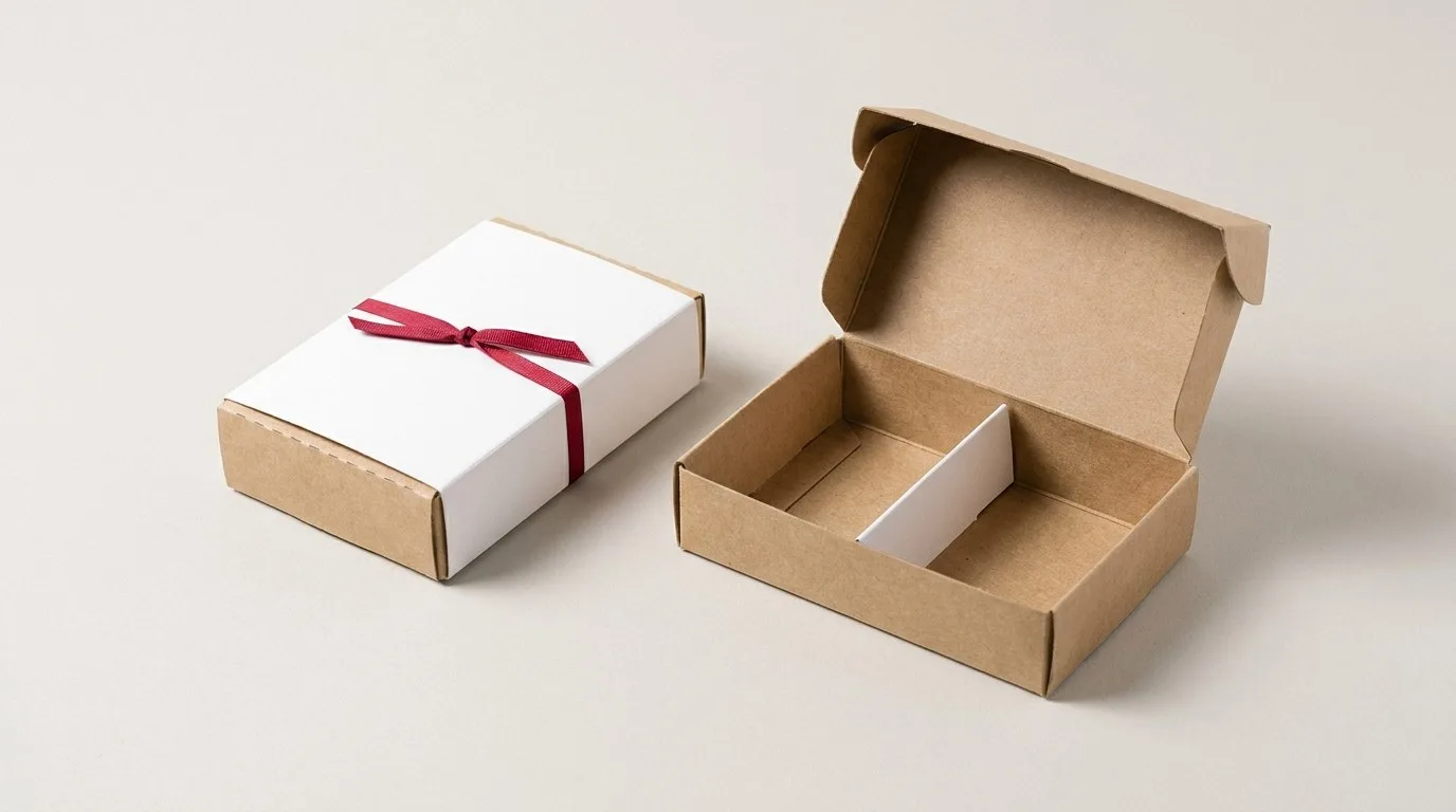 Custom Bandage Boxes, closed and open view in natural kraft and white, bulk and wholesale with no minimum order