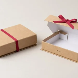 Custom Belt Boxes, closed and open view in natural kraft and white, bulk and wholesale with no minimum order