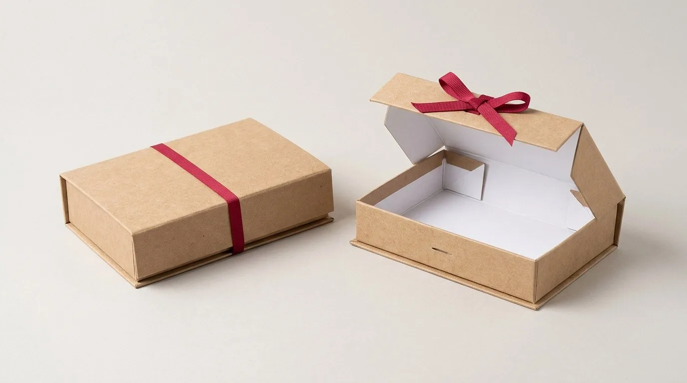 Custom Belt Boxes, closed and open view in natural kraft and white, bulk and wholesale with no minimum order