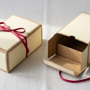 Custom Beverage Boxes, closed and open view in butter cream, bulk and wholesale with no minimum order