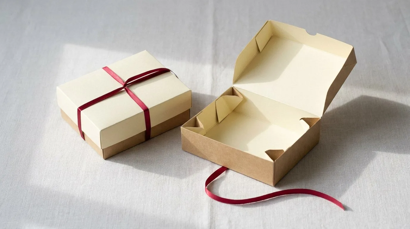 Custom Biscuit Boxes, closed and open view in butter cream, bulk and wholesale with no minimum order