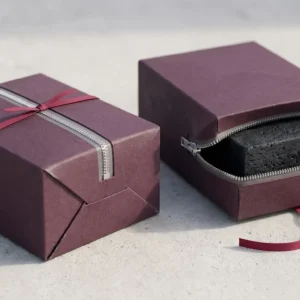 Custom Black Soap Boxes, closed and open view in deep plum, bulk and wholesale with no minimum order