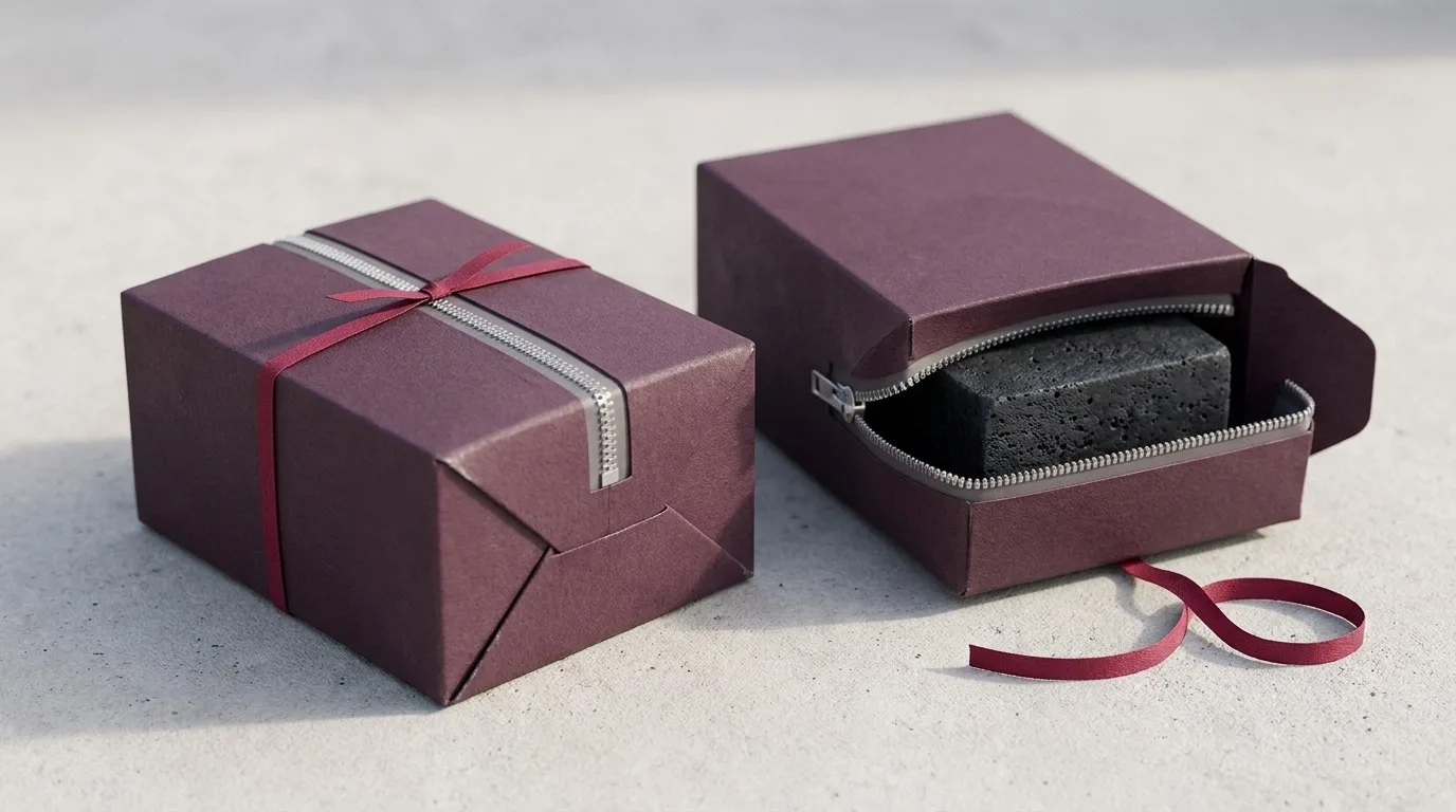 Custom Black Soap Boxes, closed and open view in deep plum, bulk and wholesale with no minimum order