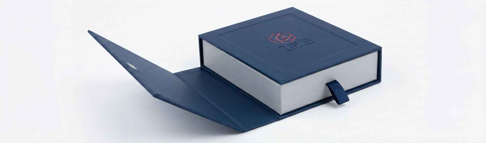 Custom book-style rigid box with magnetic closure