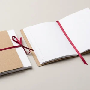 Custom Booklet Printing, closed and open view in natural kraft and white, bulk and wholesale with no minimum order