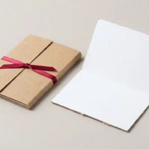 Custom Business Cards, closed and open view in natural kraft and white, bulk and wholesale with no minimum order