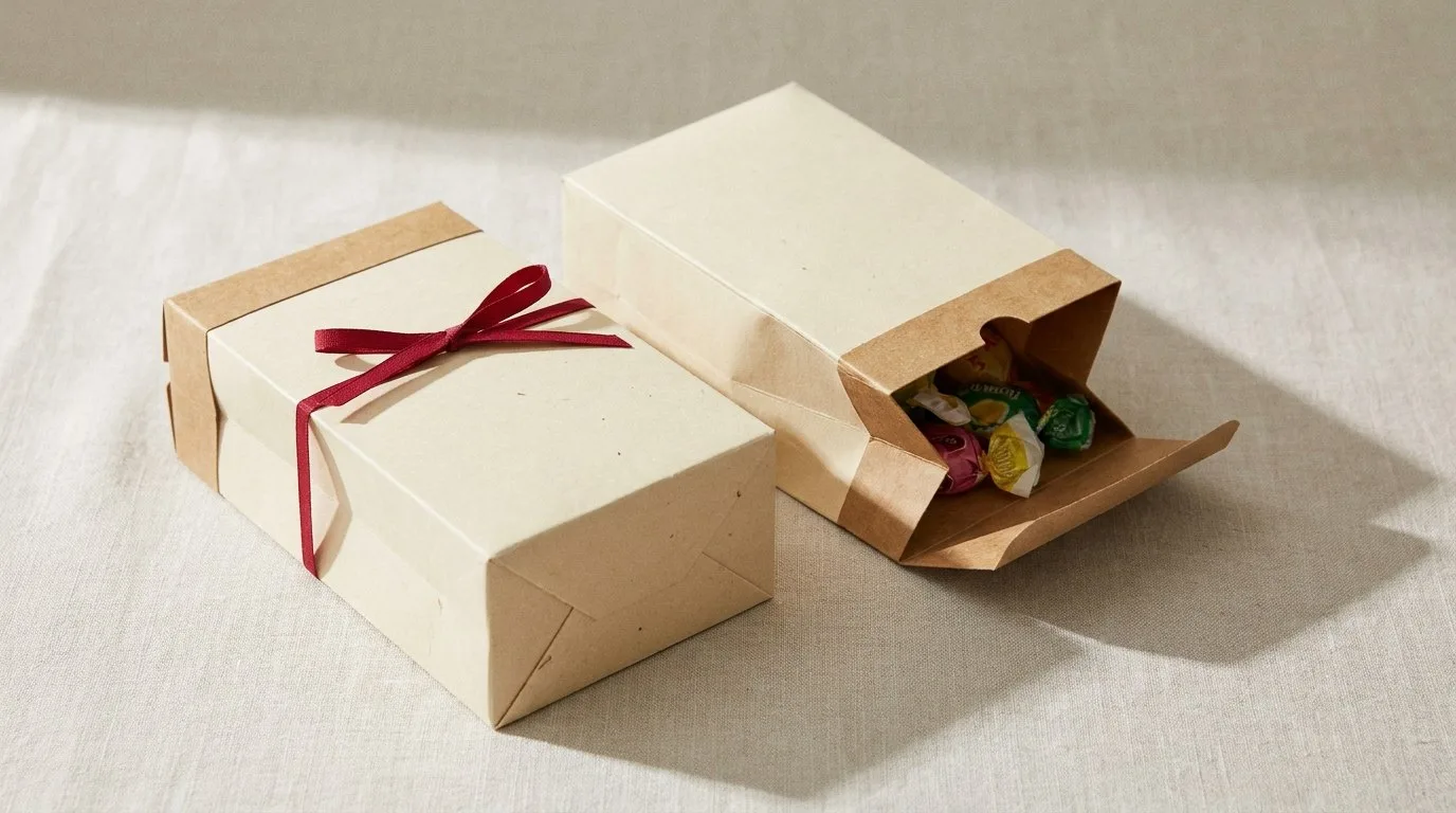 Custom Candy Bags Packaging, closed and open view in butter cream, bulk and wholesale with no minimum order