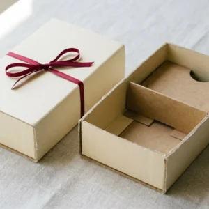 Custom Candy Display Boxes, closed and open view in butter cream, bulk and wholesale with no minimum order