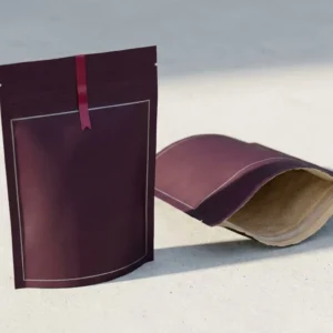 Custom Cannabis Flower Packaging, closed and open view in deep plum, bulk and wholesale with no minimum order
