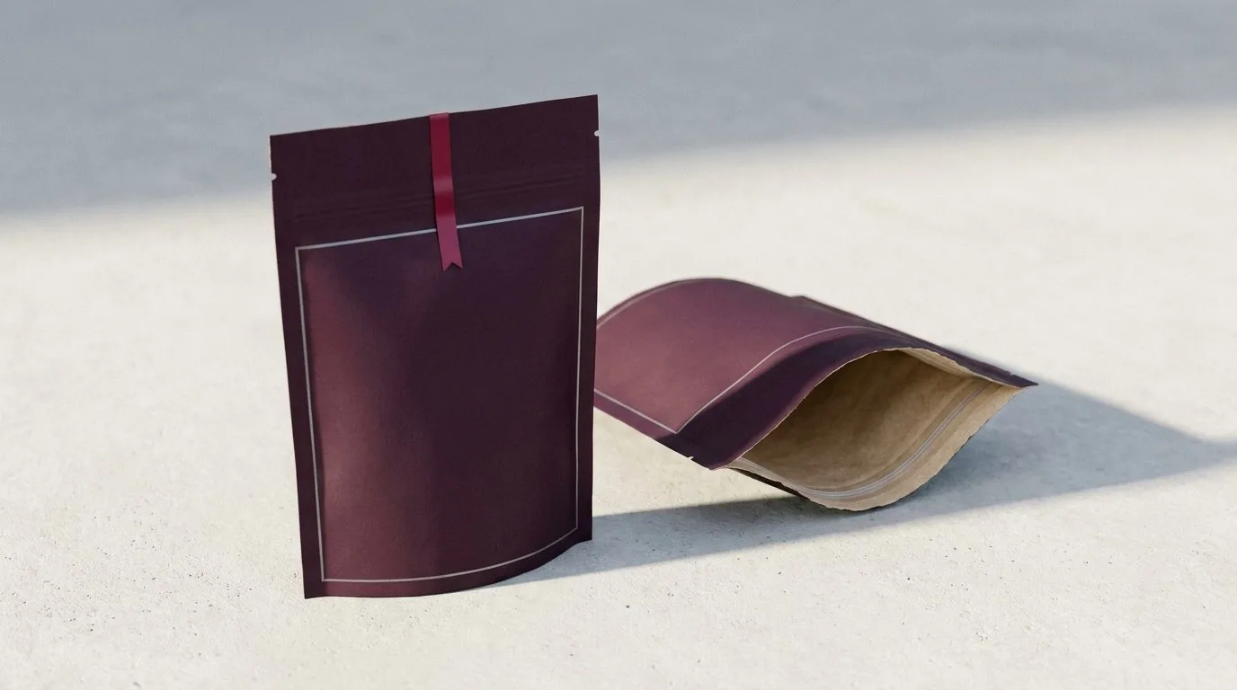 Custom Cannabis Flower Packaging, closed and open view in deep plum, bulk and wholesale with no minimum order