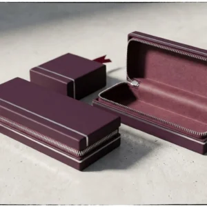 Custom CBD Pre-Roll Boxes, closed and open view in deep plum, bulk and wholesale with no minimum order