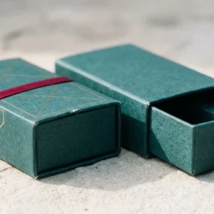 Custom CBD Vape Boxes, closed and open view in deep teal, bulk and wholesale with no minimum order