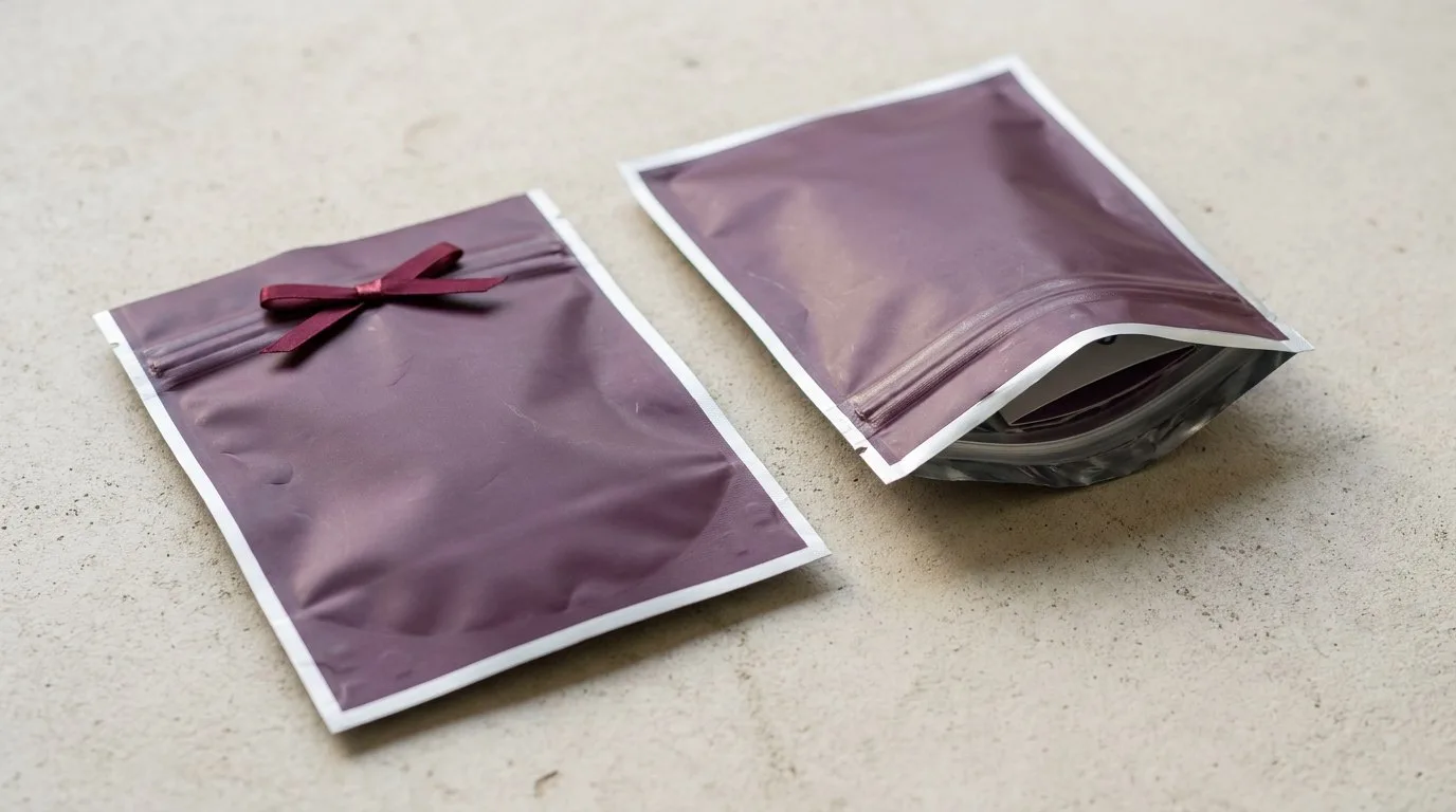 Custom Child Resistant Blunt Packaging, closed and open view in deep plum, bulk and wholesale with no minimum order
