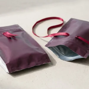 Custom Child Resistant Joint Packaging, closed and open view in deep plum, bulk and wholesale with no minimum order