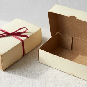 Custom Christmas Candy Boxes, closed and open view in butter cream, bulk and wholesale with no minimum order