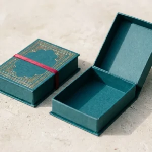 Custom Cigarette Boxes, closed and open view in deep teal, bulk and wholesale with no minimum order