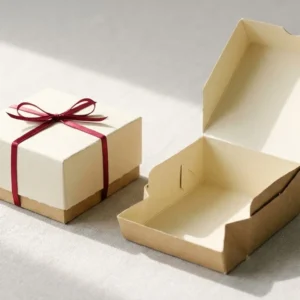 Custom Clear Candy Boxes, closed and open view in butter cream, bulk and wholesale with no minimum order