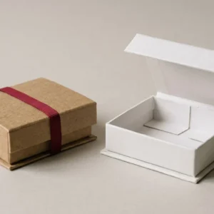 Custom Coin Boxes, closed and open view in natural kraft and white, bulk and wholesale with no minimum order