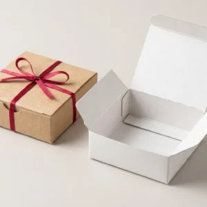 Custom Condom Boxes, closed and open view in natural kraft and white, bulk and wholesale with no minimum order