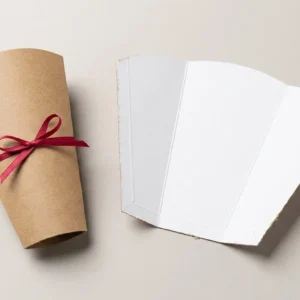 Custom Cone Sleeve, closed and open view in natural kraft and white, bulk and wholesale with no minimum order