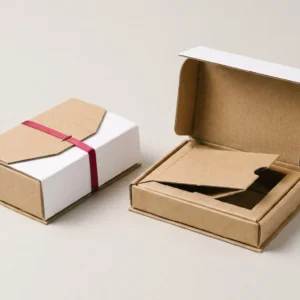 Custom Contact Lenses Boxes, closed and open view in natural kraft and white, bulk and wholesale with no minimum order