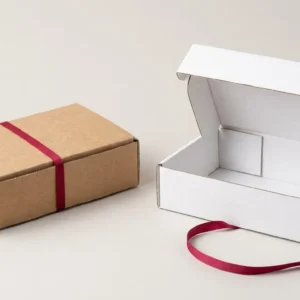 Custom Counter Display Boxes, closed and open view in natural kraft and white, bulk and wholesale with no minimum order