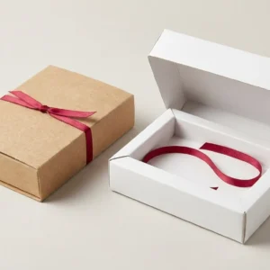 Custom Credit Card Boxes, closed and open view in natural kraft and white, bulk and wholesale with no minimum order