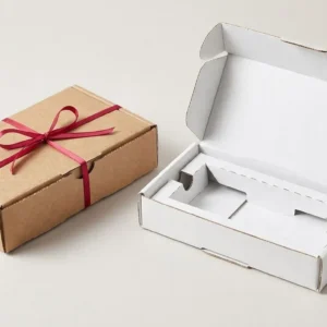 Custom Dental Packaging, closed and open view in natural kraft and white, bulk and wholesale with no minimum order