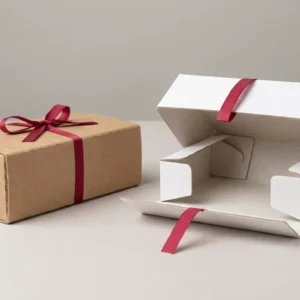 Custom Display Boxes, closed and open view in natural kraft and white, bulk and wholesale with no minimum order