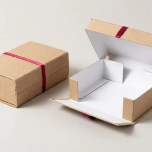 Custom Display Boxes, closed and open view in natural kraft and white, bulk and wholesale with no minimum order