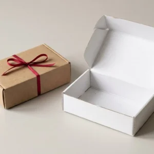 Custom Display Toy Boxes, closed and open view in natural kraft and white, bulk and wholesale with no minimum order