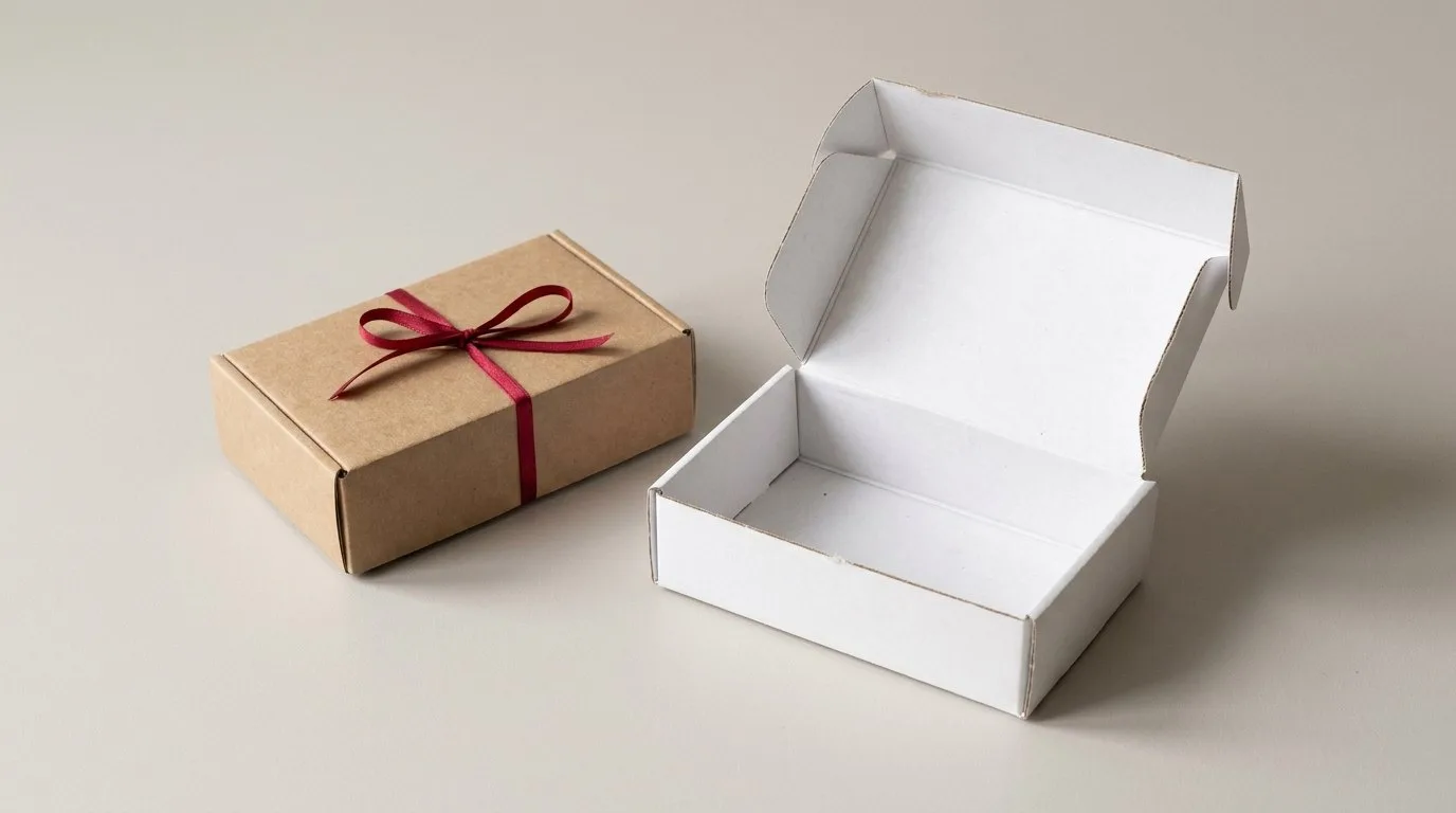 Custom Display Toy Boxes, closed and open view in natural kraft and white, bulk and wholesale with no minimum order