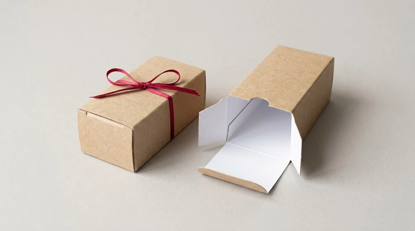 Custom Eye Drop Boxes, closed and open view in natural kraft and white, bulk and wholesale with no minimum order