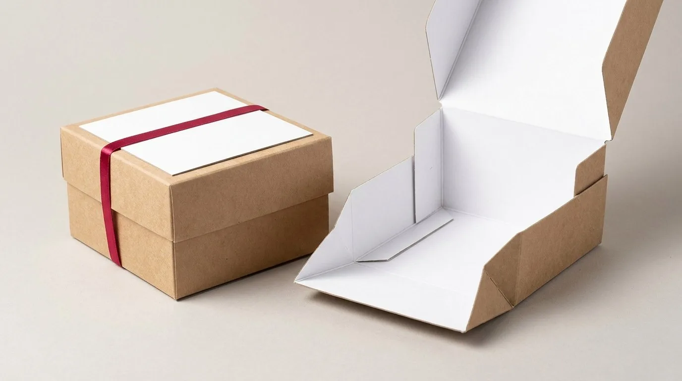 Custom Flower Box, closed and open view in natural kraft and white, bulk and wholesale with no minimum order