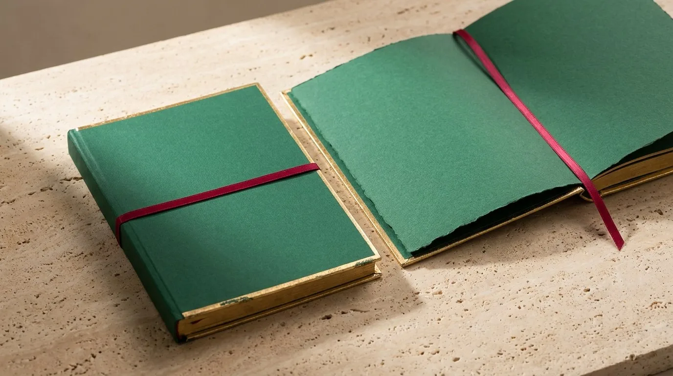 Custom Flyers, closed and open view in deep emerald green, bulk and wholesale with no minimum order