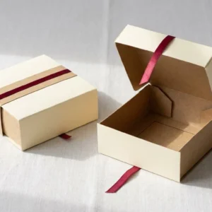 Custom Food Boxes, closed and open view in butter cream, bulk and wholesale with no minimum order