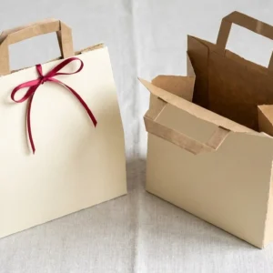 Custom Food Gable Bag, closed and open view in butter cream, bulk and wholesale with no minimum order