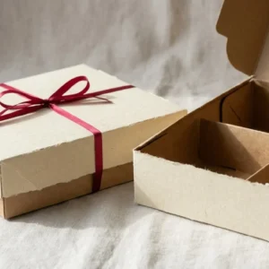 Custom Food Tray Packaging Boxes, closed and open view in butter cream, bulk and wholesale with no minimum order