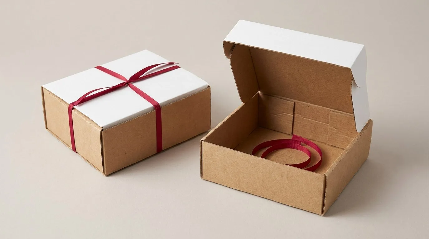 Custom Football Boxes, closed and open view in natural kraft and white, bulk and wholesale with no minimum order