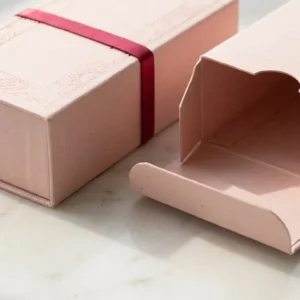 Custom Foundation Boxes, closed and open view in soft blush pink, bulk and wholesale with no minimum order
