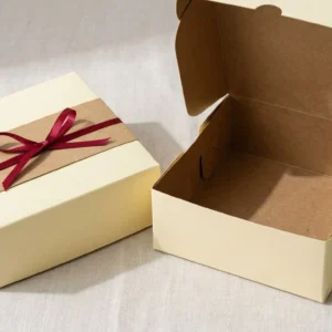 Custom Frozen Food Boxes, closed and open view in butter cream, bulk and wholesale with no minimum order