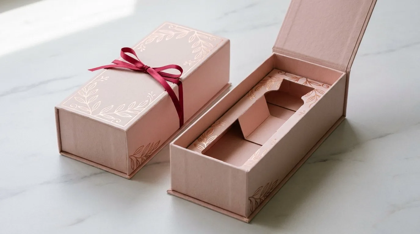 Custom Hairspray boxes, closed and open view in soft blush pink, bulk and wholesale with no minimum order