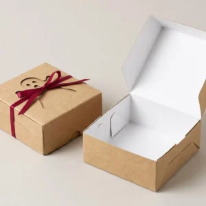 Custom Halloween Boxes, closed and open view in natural kraft and white, bulk and wholesale with no minimum order