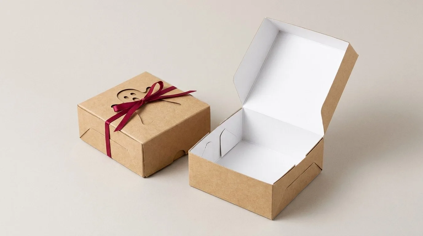 Custom Halloween Boxes, closed and open view in natural kraft and white, bulk and wholesale with no minimum order
