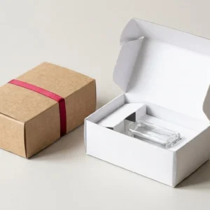 Custom Hand Sanitizer Boxes, closed and open view in natural kraft and white, bulk and wholesale with no minimum order