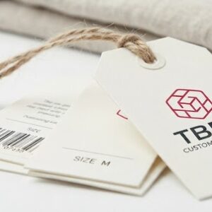 Custom printed cardstock hang tags with string for clothing