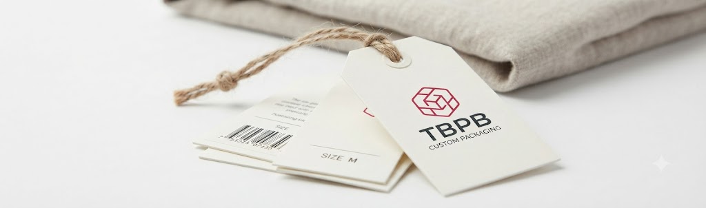 Custom printed cardstock hang tags with string for clothing