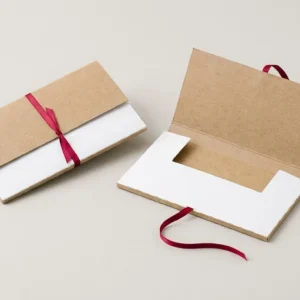 Custom Header Card Packaging, closed and open view in natural kraft and white, bulk and wholesale with no minimum order